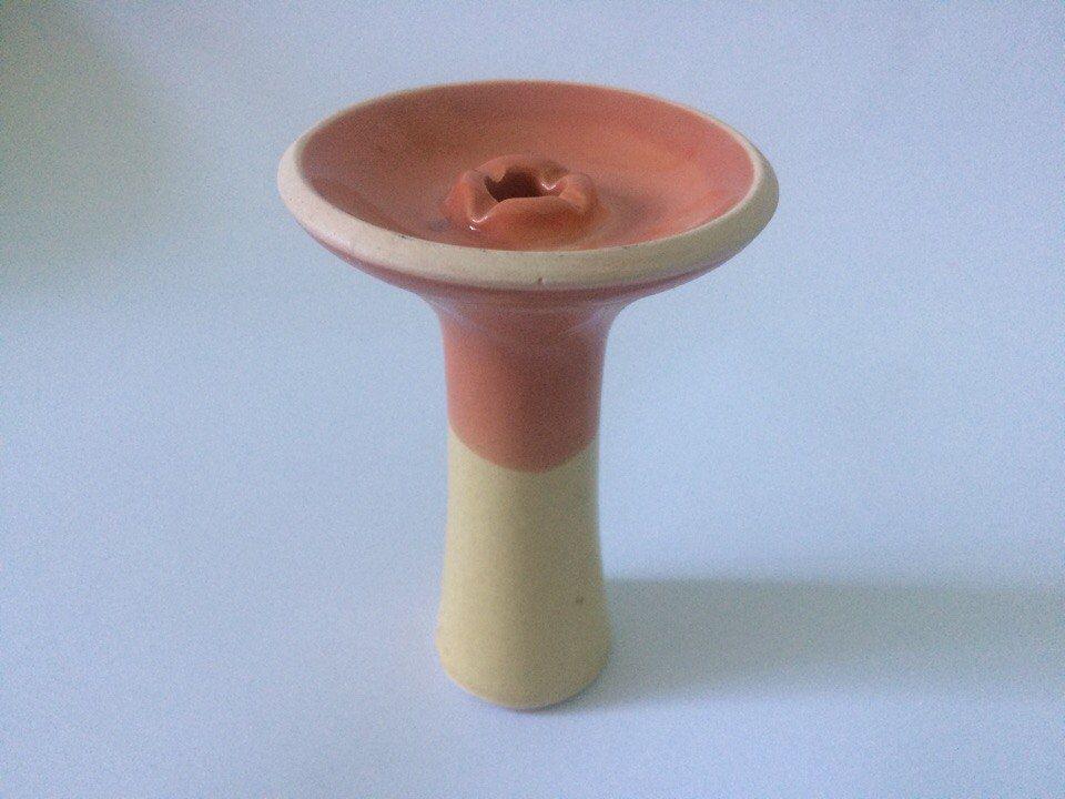 Чаша для кальяна глиняная 2x2 Bowls Фанел глазурованный Желтый/Оранжевый (1502)