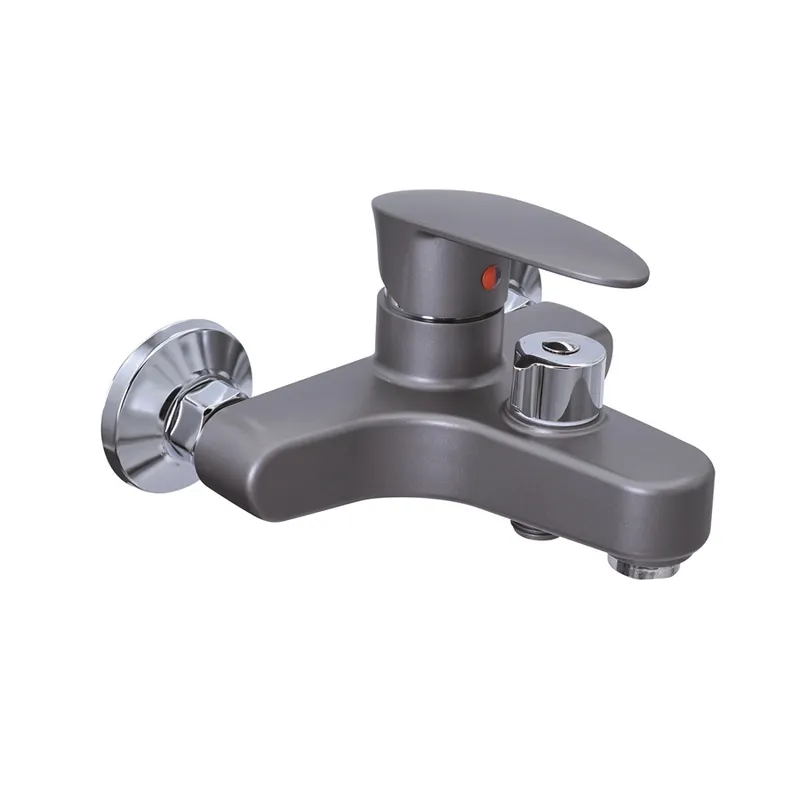 Смеситель для ванны Plamix CEZAR-009 Euro SET со шлангом лейкой и кронштейном Графитовый (PM0694)