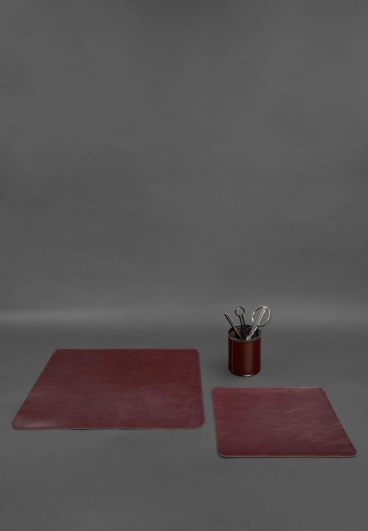 Набор настольный из натуральной кожи 1.0 краст Бордовый (A-027791) - фото 8