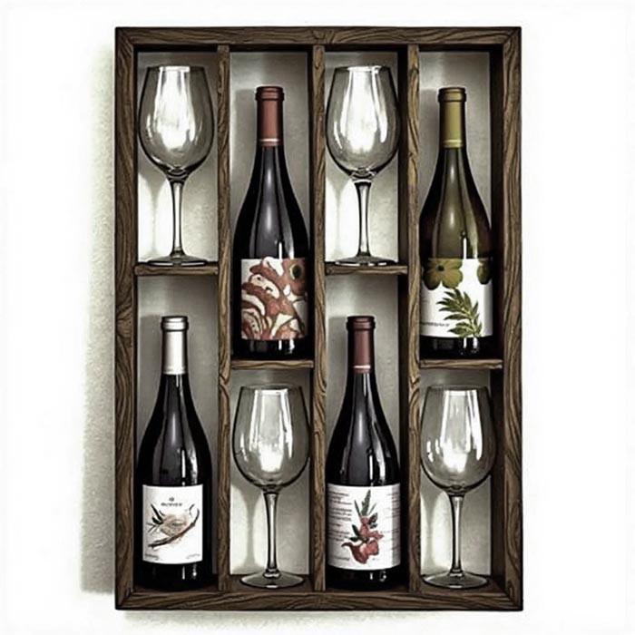 Полка для вина настенная из дерева Фукуока Сепия (ПНК-000908)