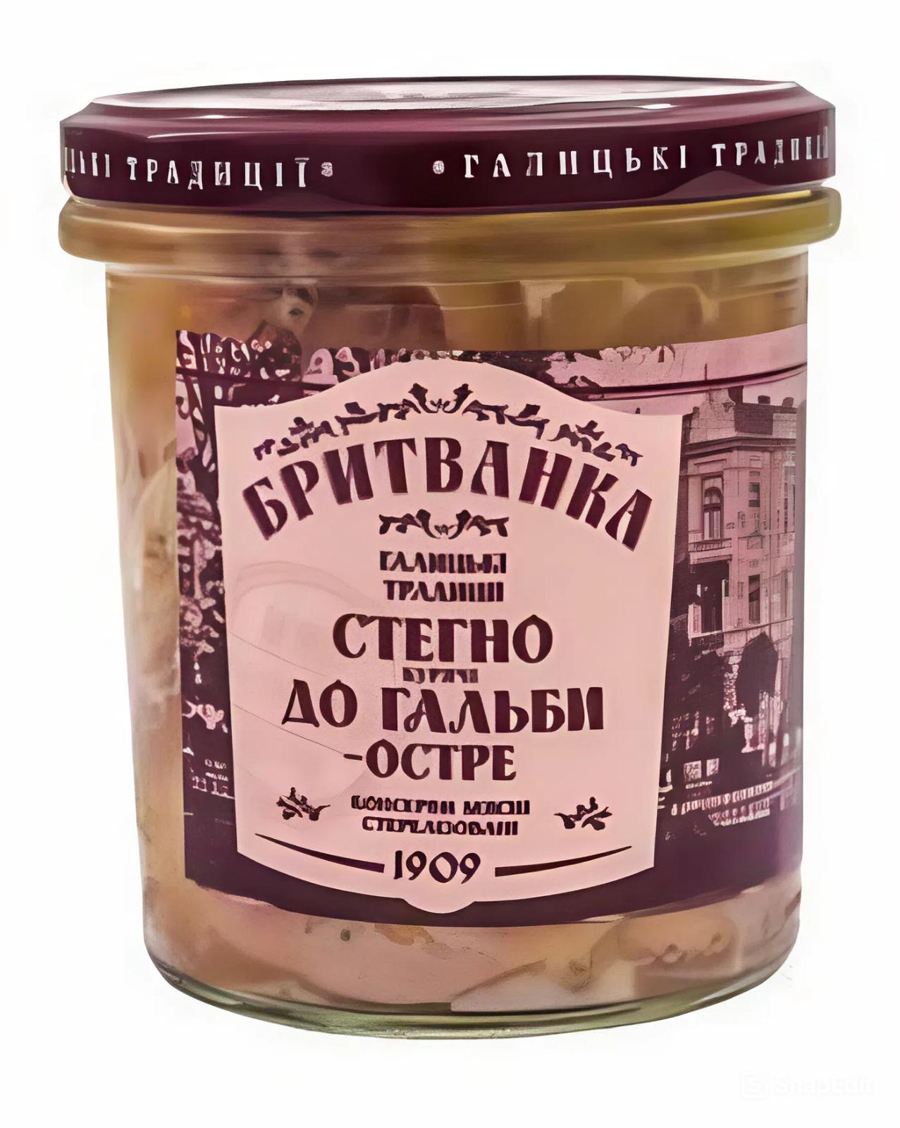 М'ясна консерва Бритванка "Стегно куряче До гальби-остре" 310 г (28528886)