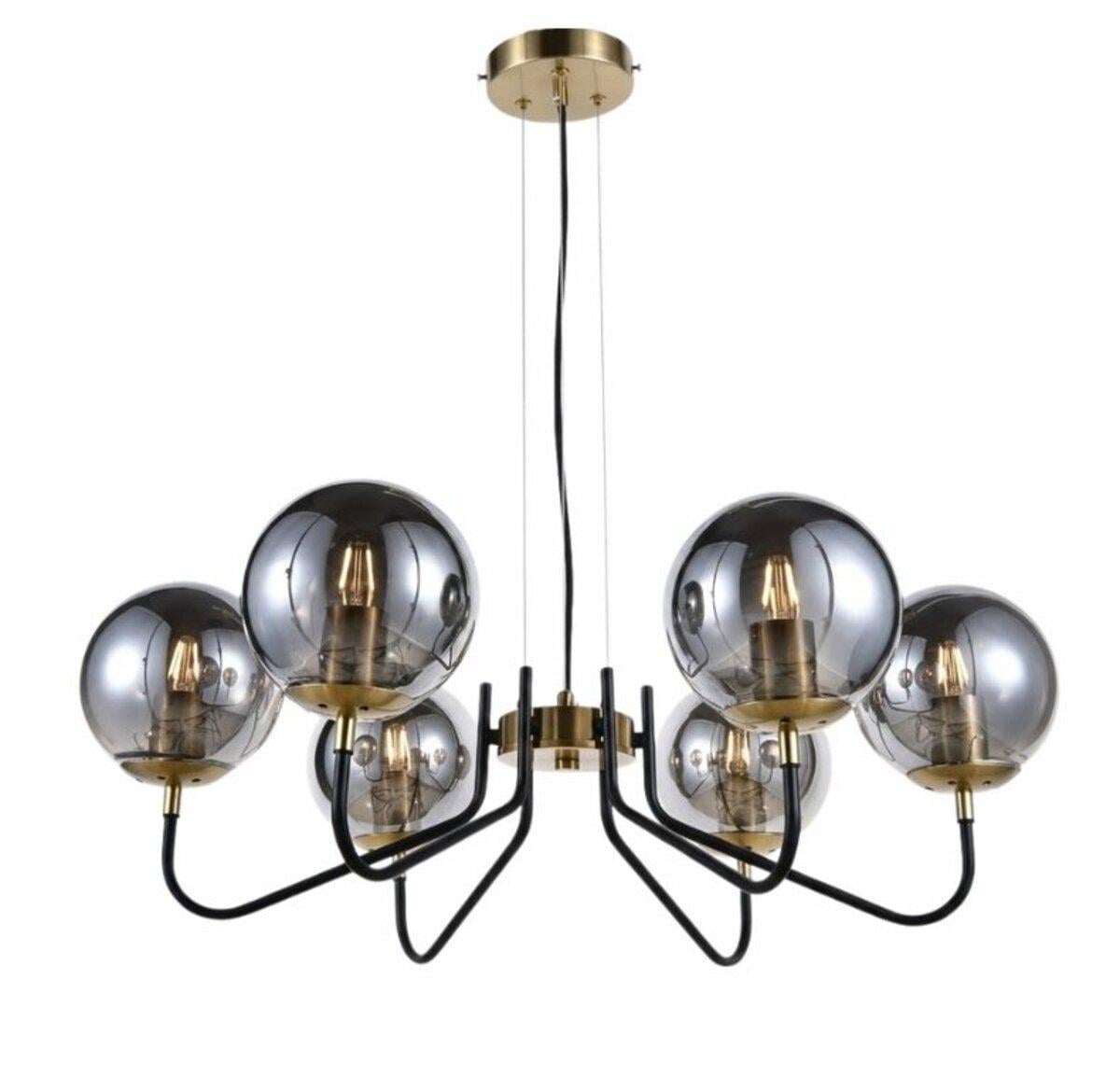 Люстра молекула подвесная Light House SRS-20788/6 дымчатый плафон Черный/Медь Люстра молекула подвесная Light House SRS-20788/6 дымчатый плафон Черный/Медь