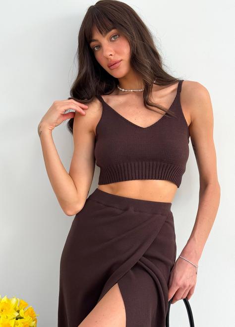Топ жіночий Kayla в'язаний L Шоколадний (34289)