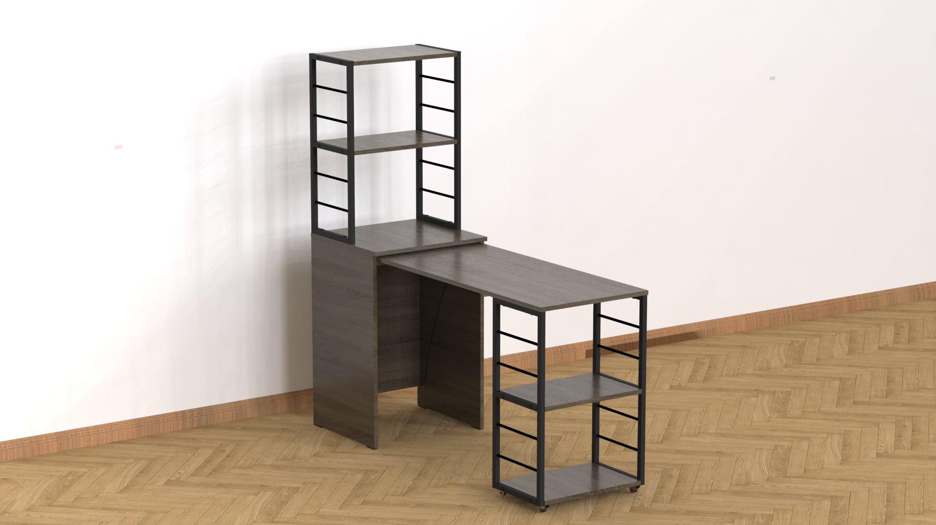 Стіл-тумба трансформер Ferrum-decor Смарт 3/1 з етажеркою метал/ДСП 16 мм 1430x1450x500 мм Чорний/Дуб Сонома Трюфель (FRD-105113) - фото 1 Стіл-тумба трансформер Ferrum-decor Смарт 3/1 з етажеркою метал/ДСП 16 мм 1430x1450x500 мм Чорний/Дуб Сонома Трюфель (FRD-105113) - фото 1