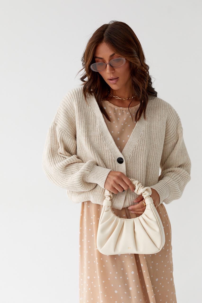 Кардиган укороченный L Бежевый (9528159) - фото 6 Кардиган укороченный L Бежевый (9528159) - фото 6