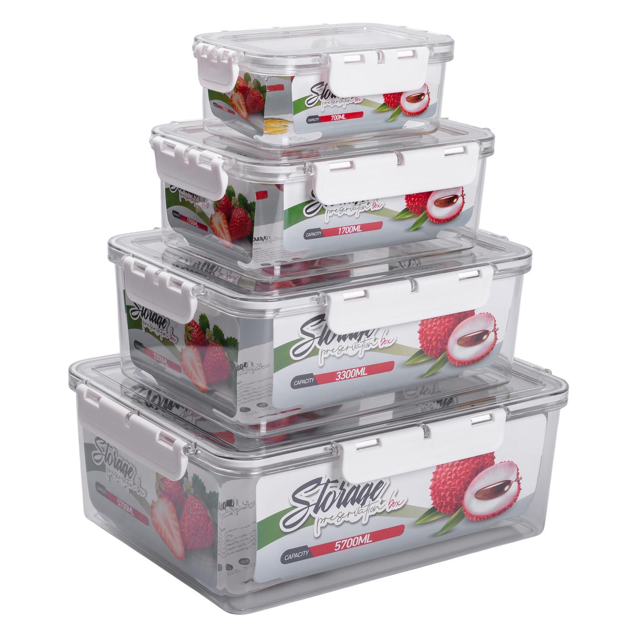 Набор контейнеров для хранения прямоугольных 4 шт. Белый