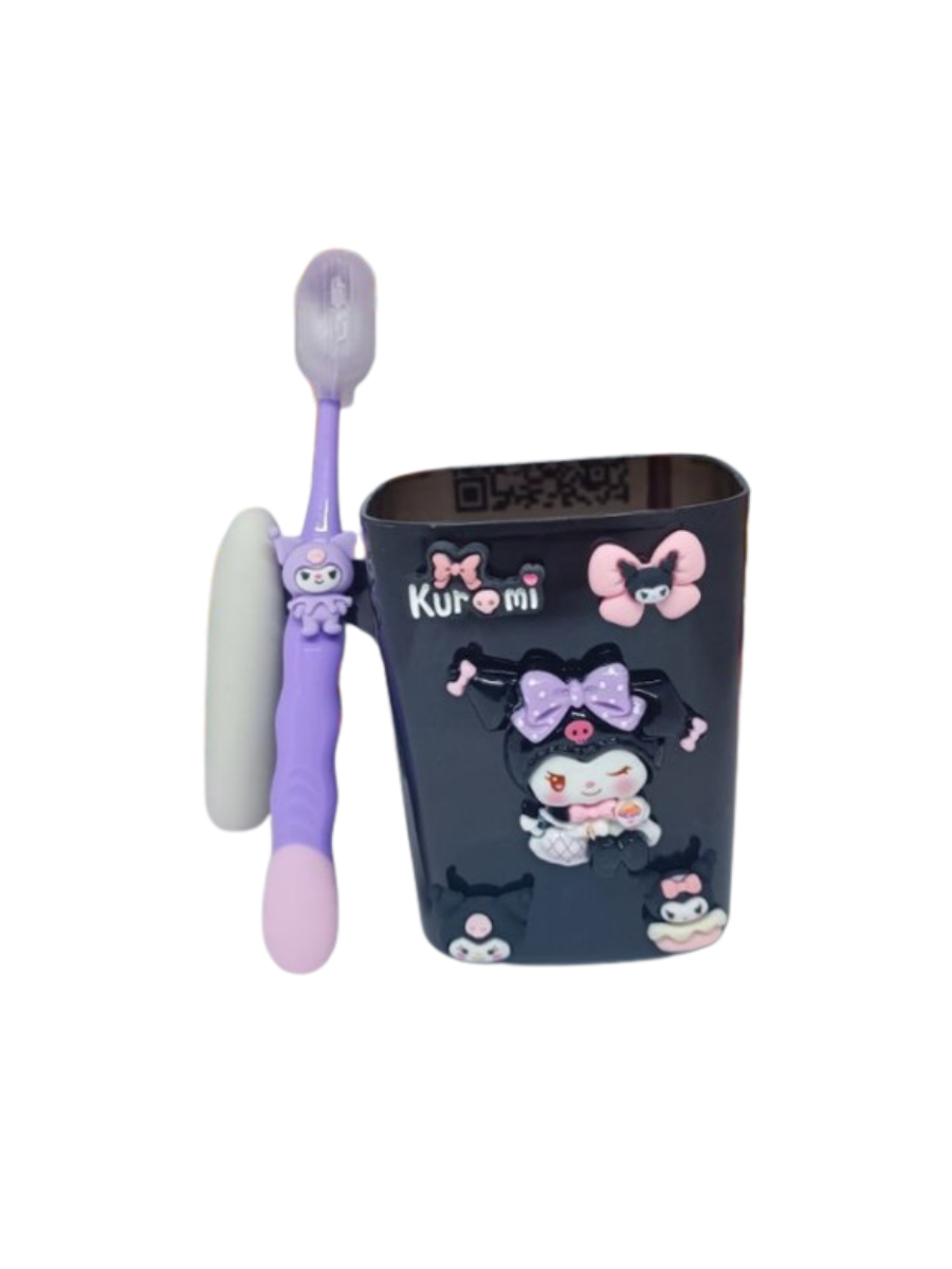 Чашка для детей Kuromi с зубной щеткой Черный (24015766)