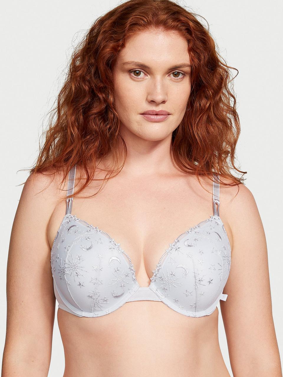 Бюстгальтер Victoria's Secret Tee Embroidered Push-Up 80С Серый (2192088821)