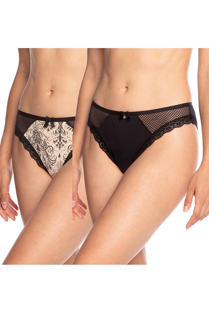 Трусики слип Lama р. 2/S 2 шт. Бежевый/Черный (75150)