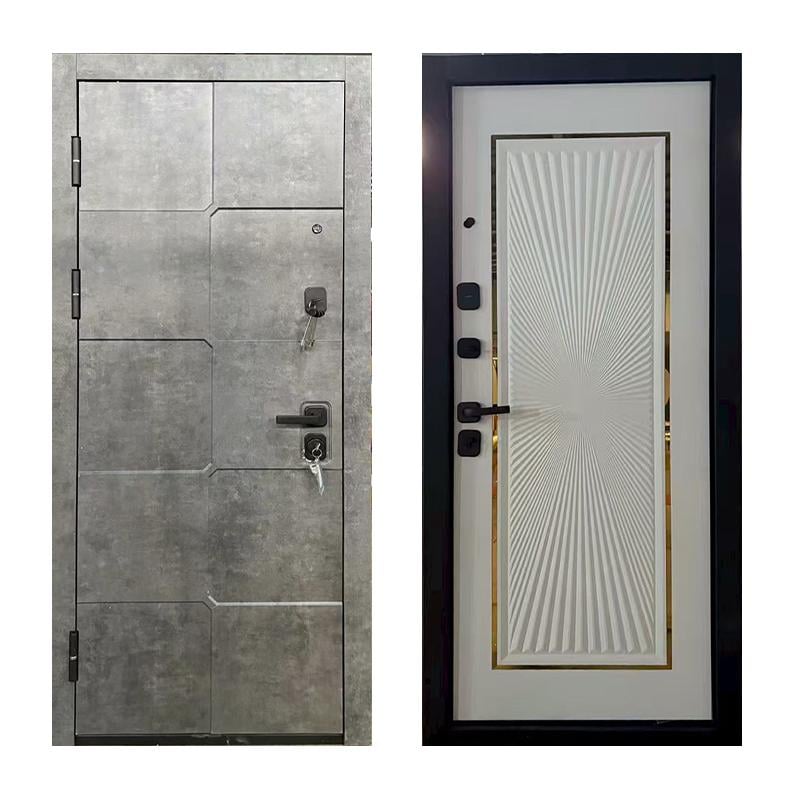 Дверь входная левая TD MM8005 2050x860 мм Бетон/Белый матовый (33514738)