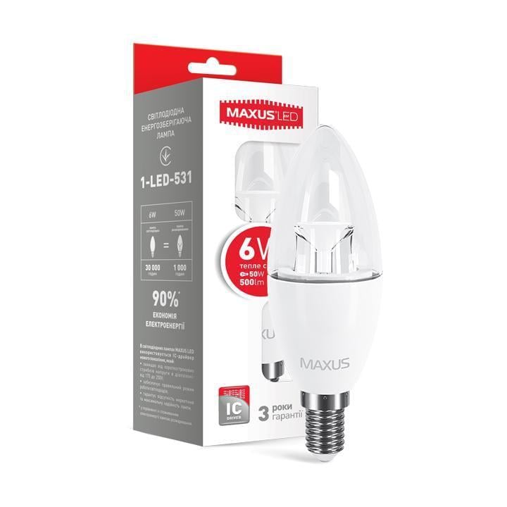 Світлодіодна лампа Maxus C37 CL-C 6W 4100K 220V E14 (1-LED-532)