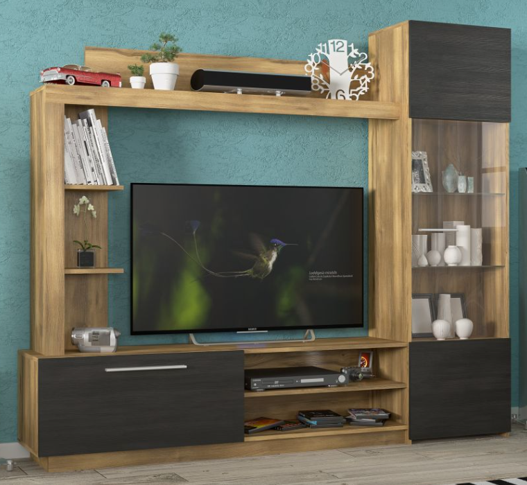 Стінка Mebel Service Тренто 203,9х35х176,8 см Бароко/Північне дерево (23526709) - фото 3 Стінка Mebel Service Тренто 203,9х35х176,8 см Бароко/Північне дерево (23526709) - фото 3