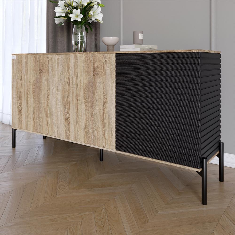 Комод закрытый в гостиную Lion Грей на черных металлических ножках Дуб сонома/Асфальт 1540x380x765 (000-000-2117) - фото 1 Комод закрытый в гостиную Lion Грей на черных металлических ножках Дуб сонома/Асфальт 1540x380x765 (000-000-2117) - фото 1