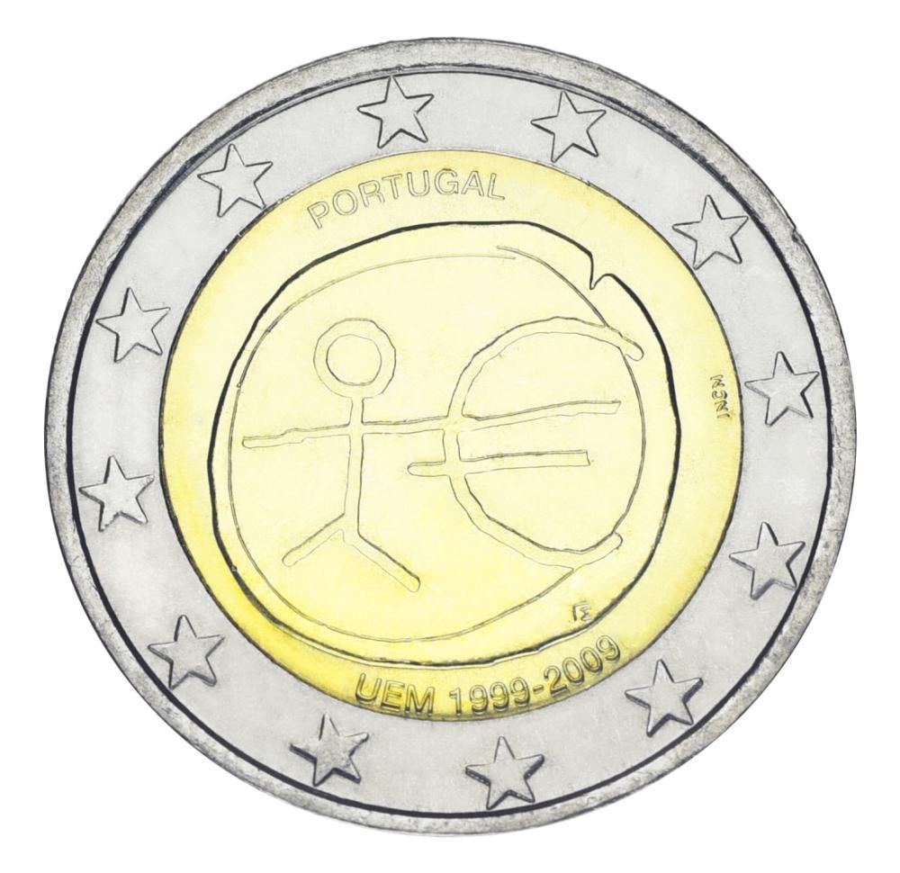 Колекційна монета Португалія 2 Євро-2009 10 років союзу UNC (KM#785)