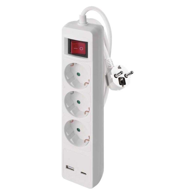 Удлинитель сетевой Emos P1322CU 3 розетки 2 м 1,5 кв. мм USB-A USB-C (36480371)