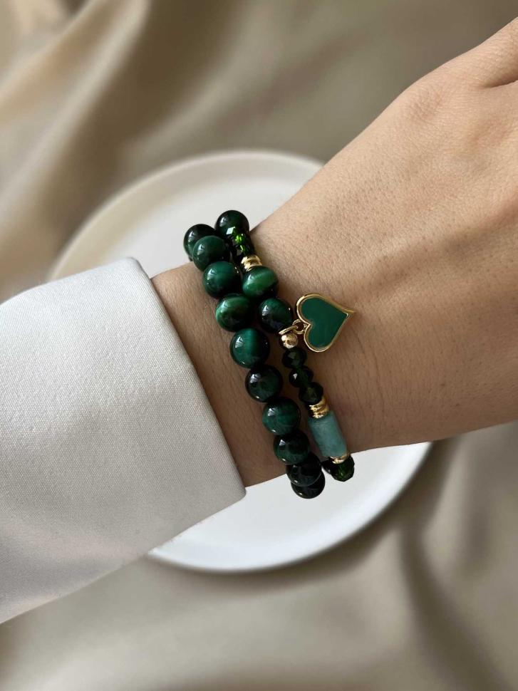 Сет браслетов из натуральных камней кошачьего глаза (4945)