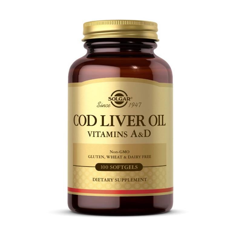 Жир печінки тріски з вітамінами A і D Solgar Cod Liver Oil Vitamins A & D 100 м'яких капс.