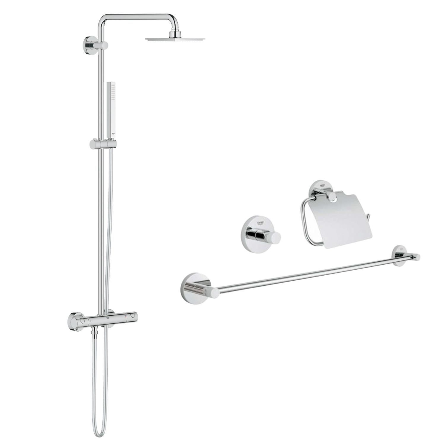 Комплект Grohe душевая система Euphoria 27932000 и аксессуары Essentials 40775001