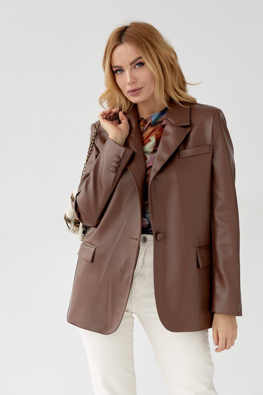 Піджак жіночий зі шкірозамінника р. 40 Коричневий Піджак жіночий зі шкірозамінника р. 40 Коричневий
