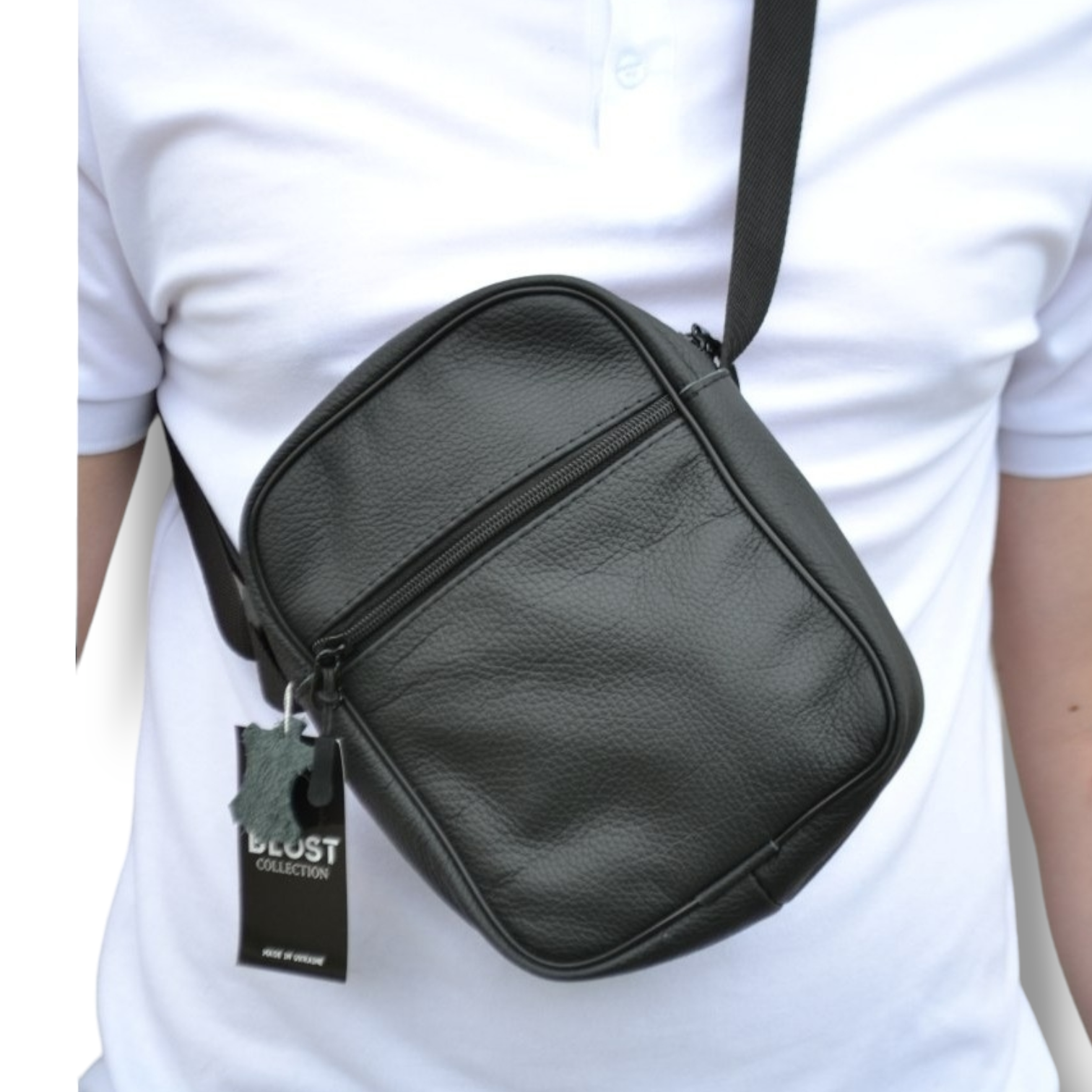 Сумка-мессенджер мужская Delta Plus кожаная Черный (1894343204)