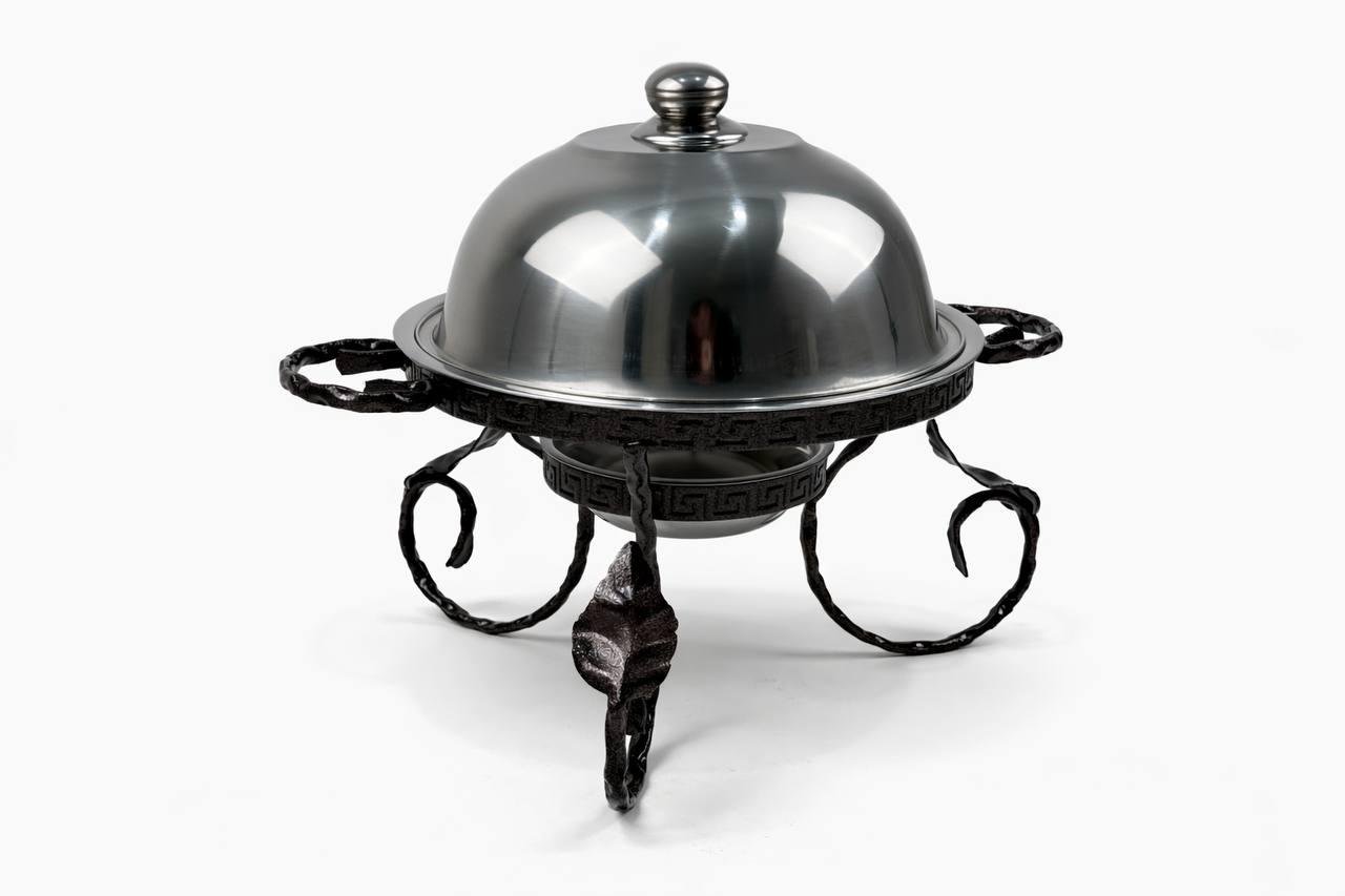 Садж для подачи шашлыка Греция с крышкой из нержавеющей стали 28 см (6-10-SJ-6590)