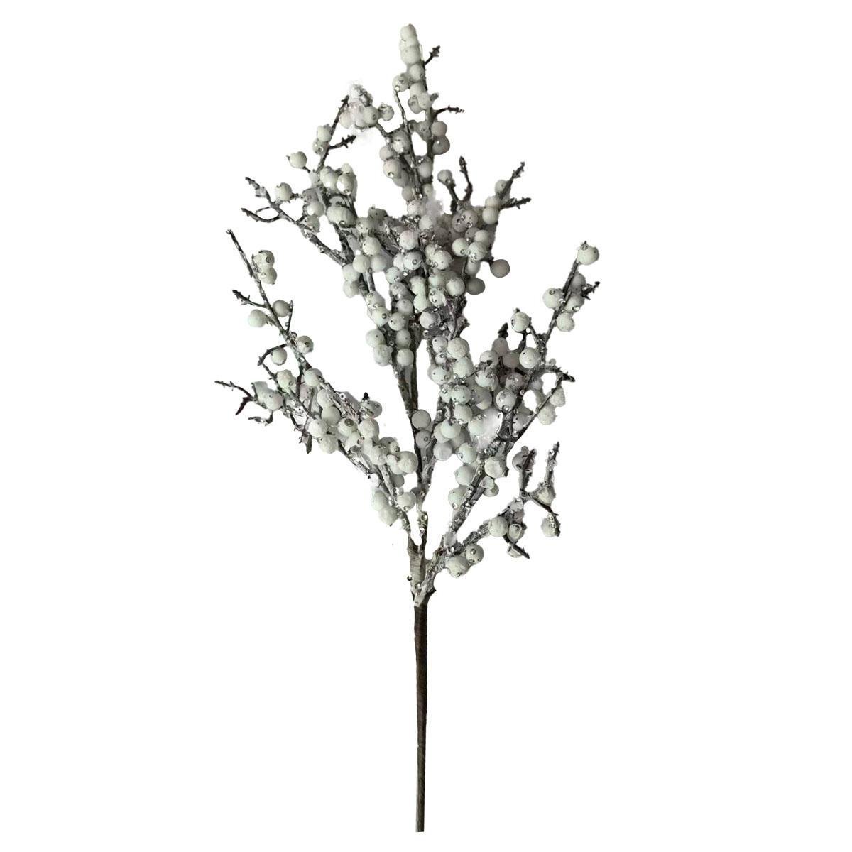 Ветка декоративная YES! Fun Ягоды 70 см Белый с глиттером