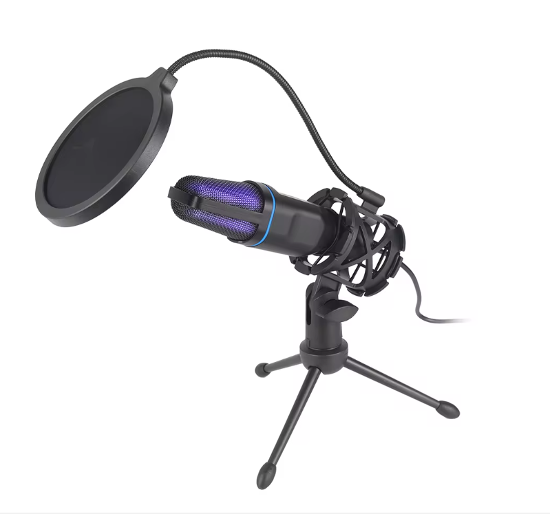 Микрофон конденсаторный USB с RGB подсветкой для стрима блоггера