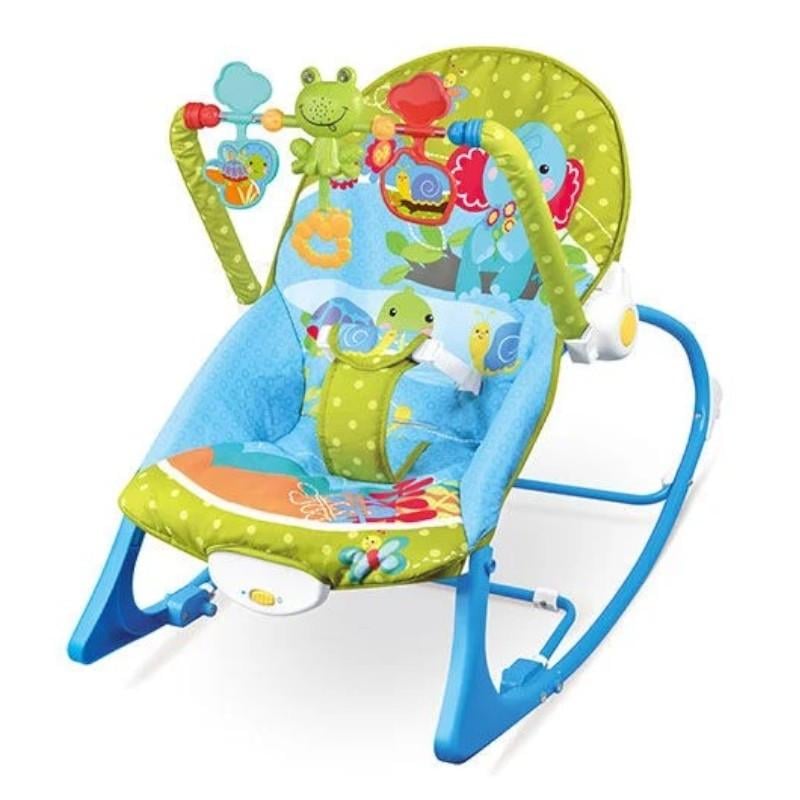 Шезлонг-качалка детский напольный 68123-1 музыкальный из комбинированных материалов Разноцветный (150-7-179684)