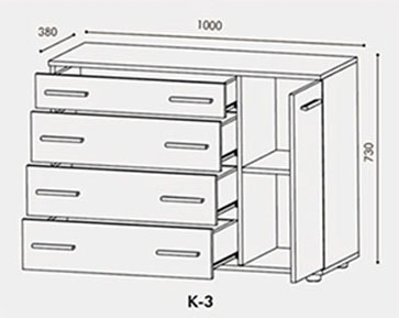 Комод Эверест К-3 роликовые направляющие 100х38х73 см Дуб сонома - фото 2