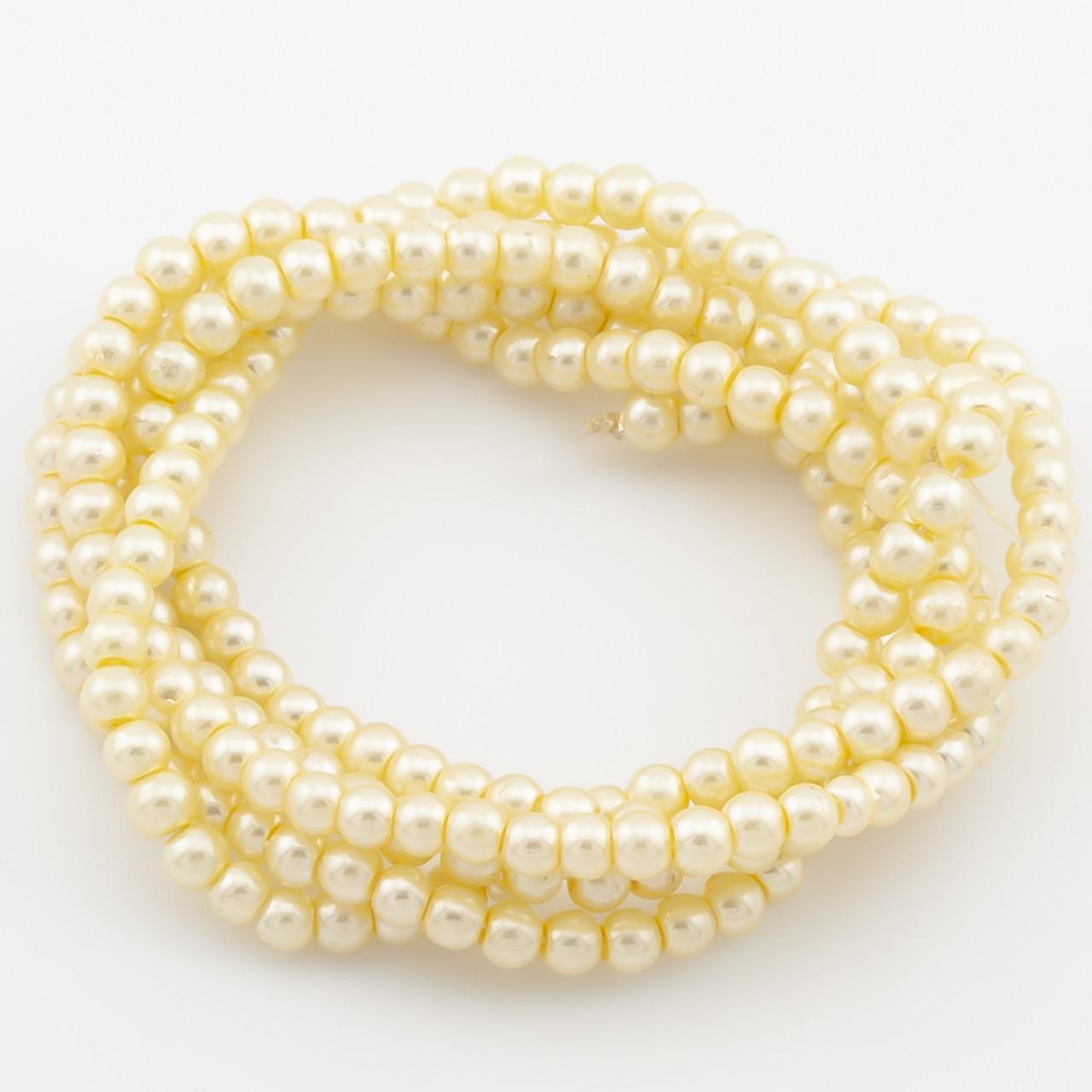 Бусины стеклянные на нитке под жемчуг 3 мм 62 см 215 шт. Желтый (БЖ0003ш61)