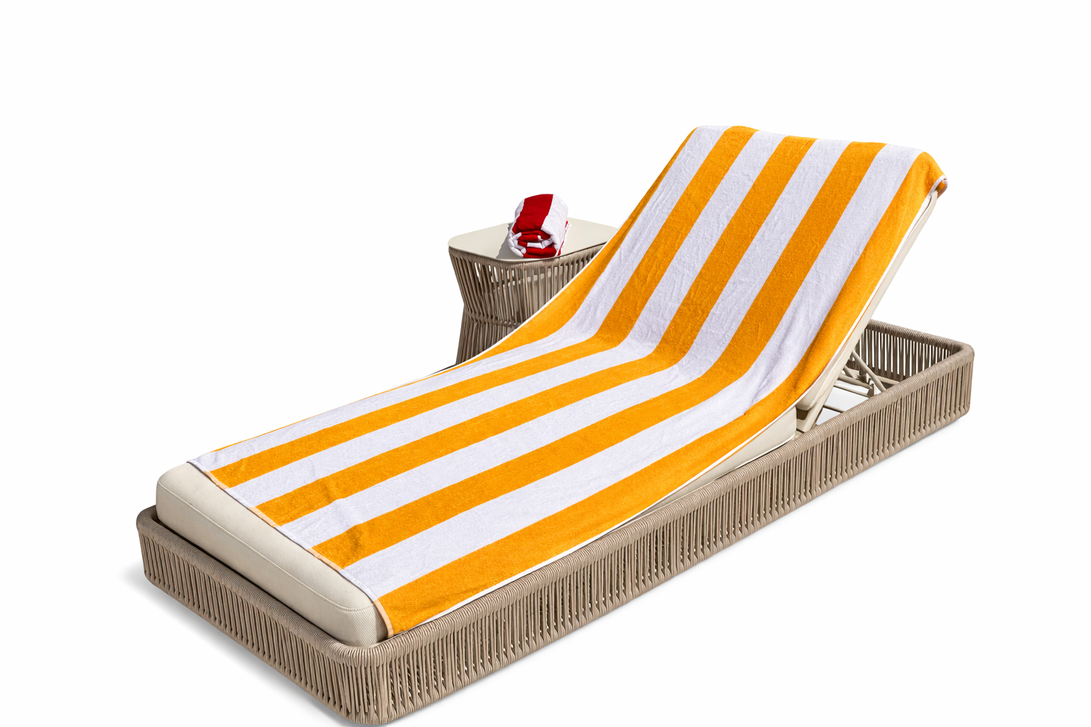 Пляжний рушник в полоску махровий 90х170 см 450 г/м2 Жовтий