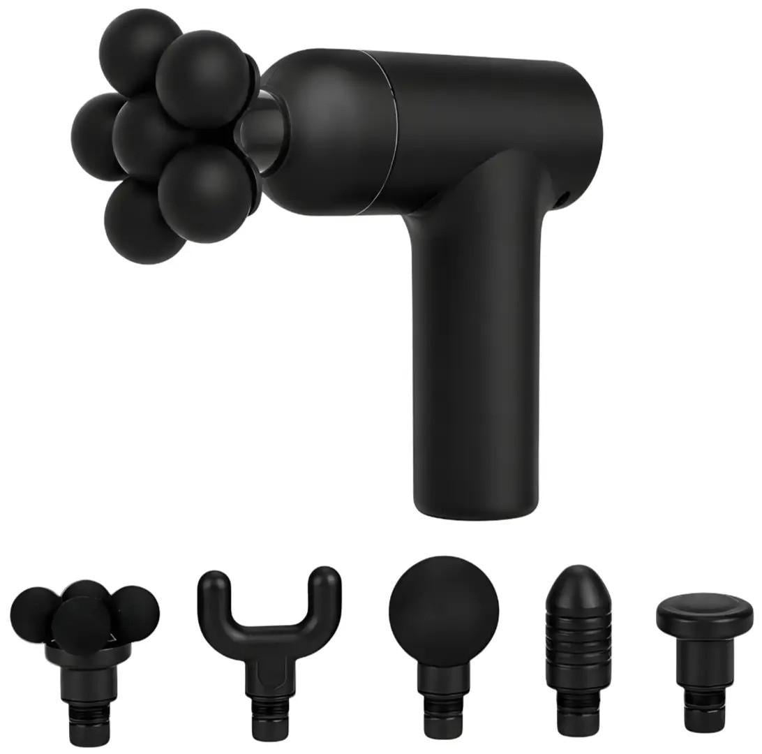 Массажер перкуссионный RIAS MD-9901 с 5 насадками 25W USB Type-C Black (3_08803)