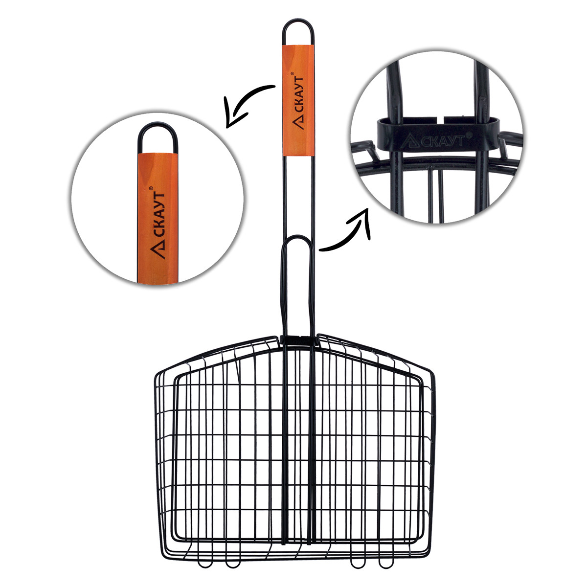 Решетка для гриля Скаут 60x30,5x23,5x5,5 см с антипригарным покрытием KM-0740 - фото 2