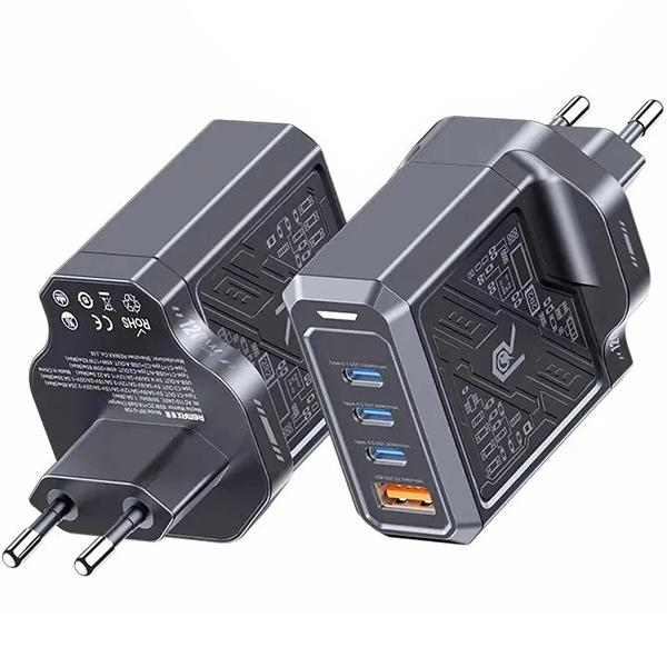 Зарядний пристрій Remax RP-U108 Mecha Warrior Series 65W 2C+1A GaN Black - фото 2