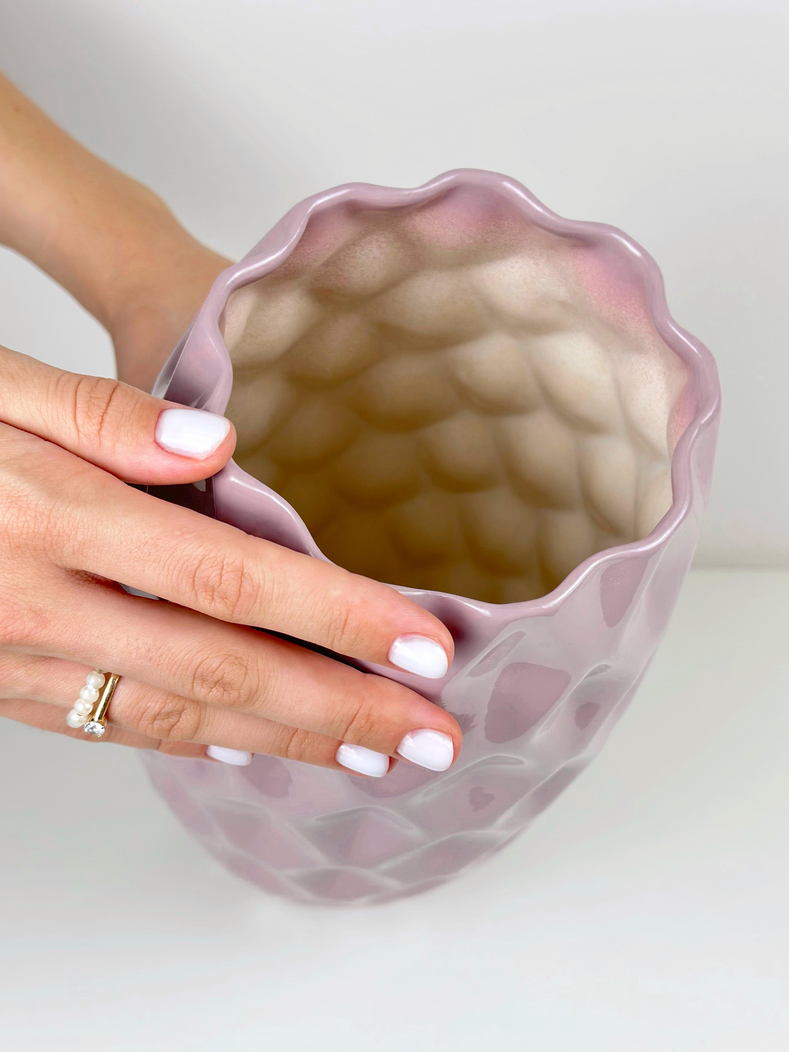 Ваза для квітів та декору керамічна глиняна Соти 29 см Фіолетовий (4001-1) - фото 8 Ваза для квітів та декору керамічна глиняна Соти 29 см Фіолетовий (4001-1) - фото 8