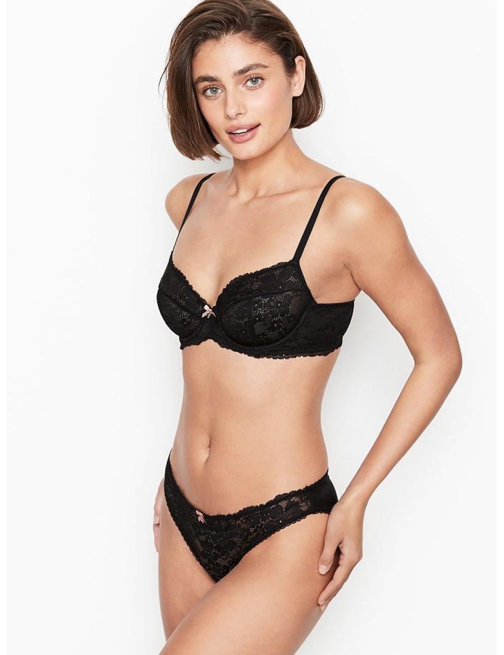 Трусики хипстеры Victoria's Secret Lace Front Hiphugger Panty M Черный (26675633)