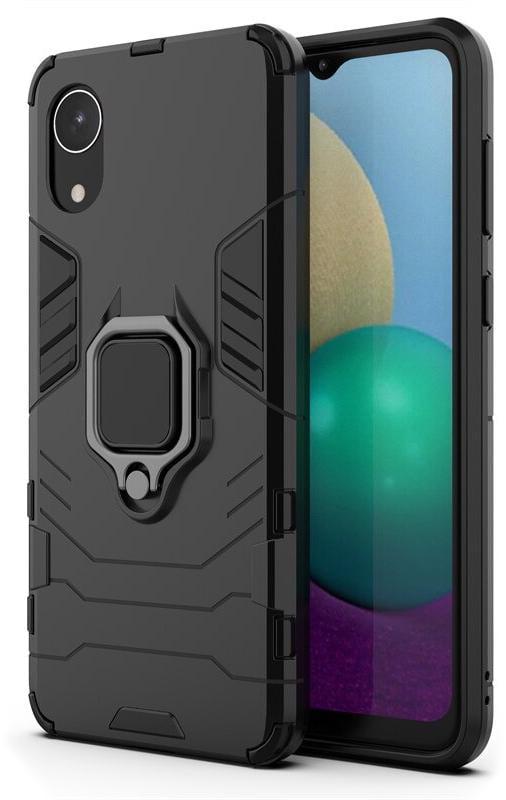 Противоударный чехол Samsung Galaxy A03 Core A032 (подставка кольцо) Black (26717-2B)