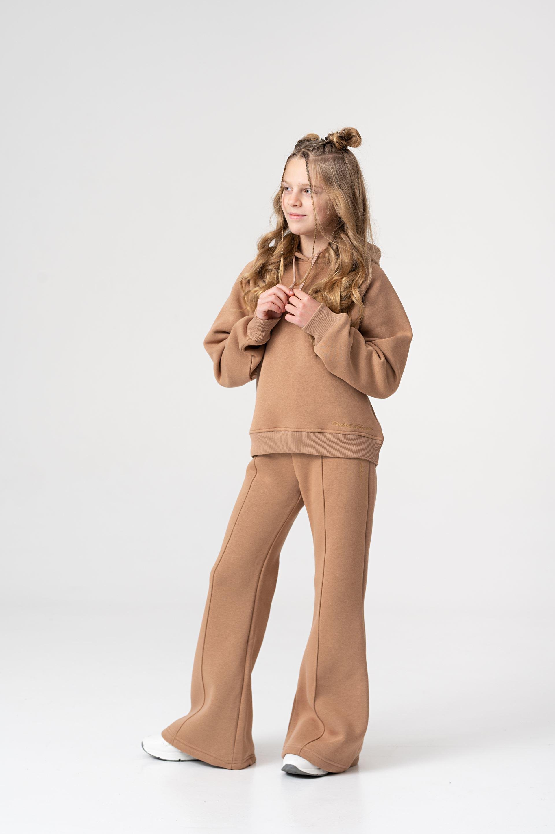 Костюм на флісі з штанами палаццо Yumster YN.22.25.005 116 см Бежевий - фото 5