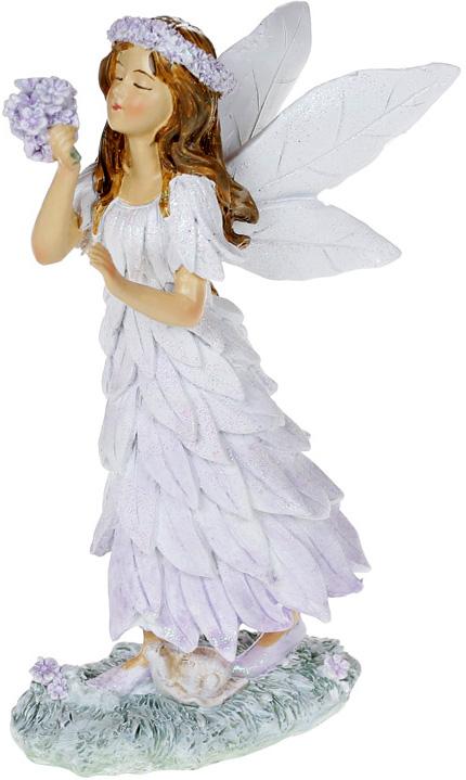 Декоративная статуэтка Фея с Букетом 9х5х16,5 см полистоун Лиловый (BD-707-094)