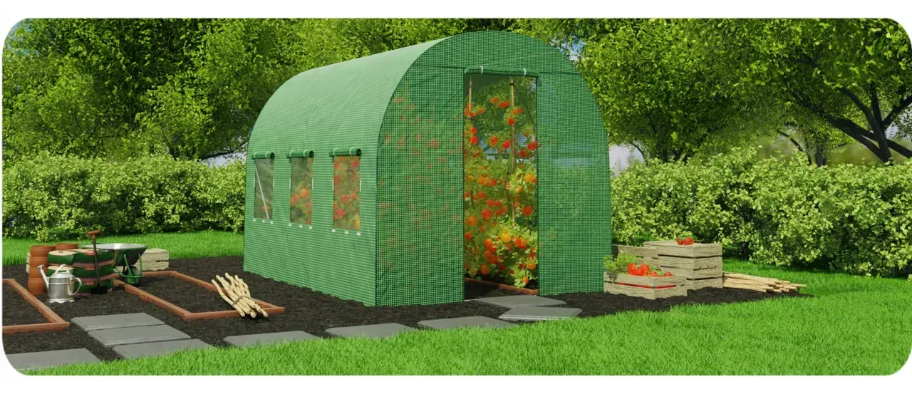 Теплиця садова Plonos з вікнами з армованою плівкою 6 м2 Зелений (PМ0021) - фото 4