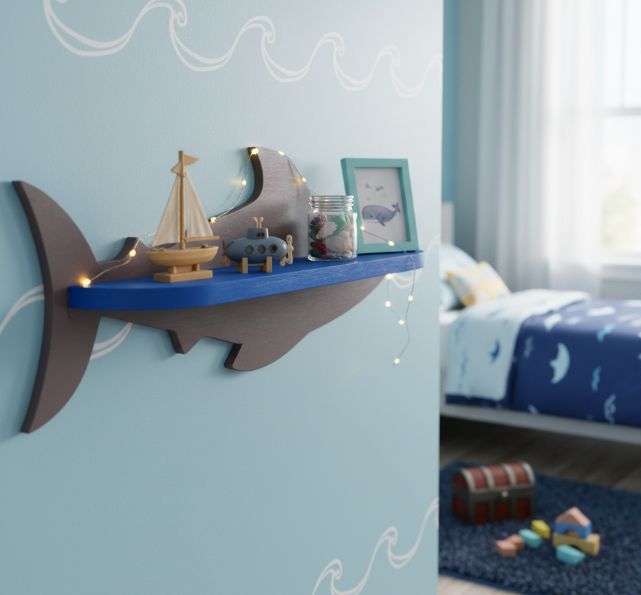 Полиця дитяча Акула Блакитний/Сірий (1816280397)