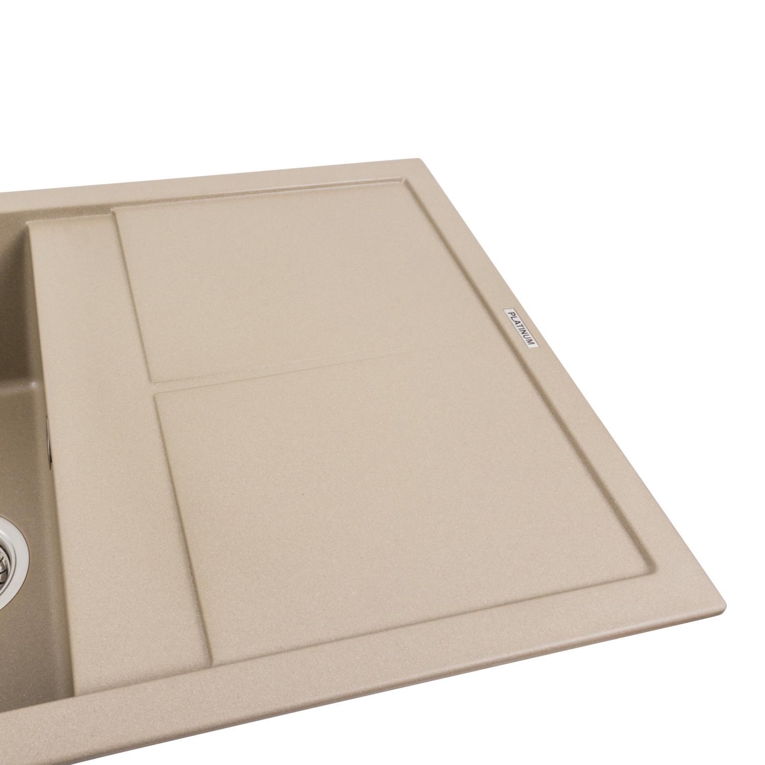 Мийка кухонна Platinum PLS-A39655 гранітна прямокутна 785x495 мм Бежевий (25961529) - фото 3