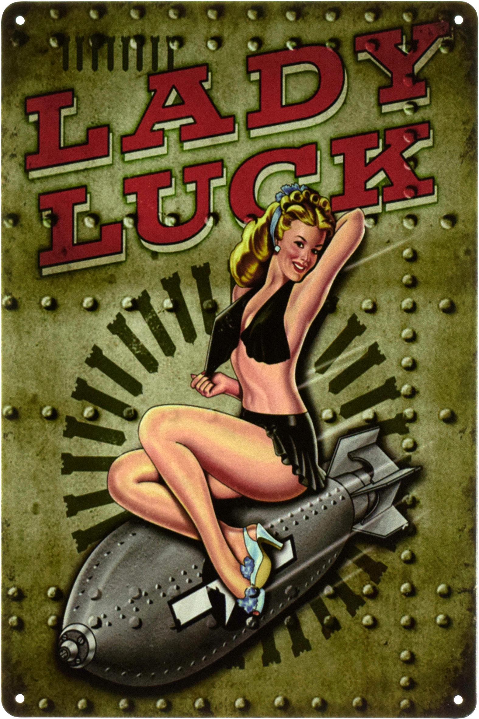 Металлическая табличка Lady Luck Pin Up 20x30 см
