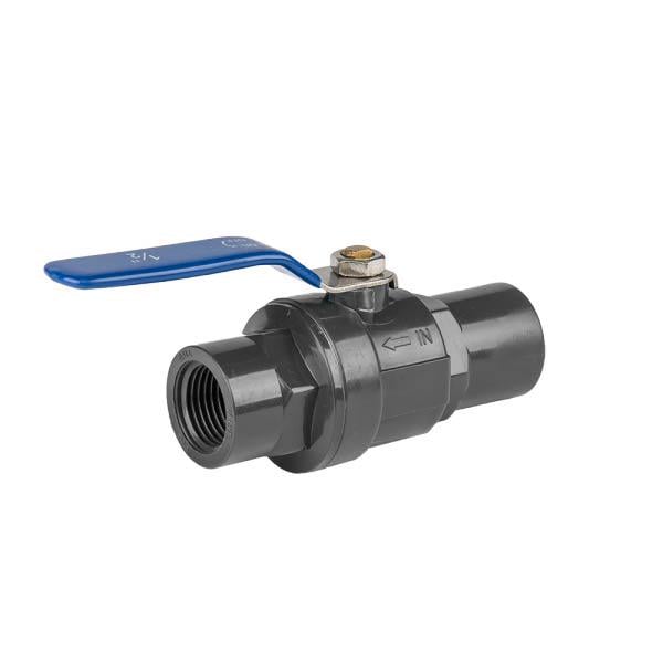 Кран шаровой равнопроходный РО 1/2' для труб ПВХ PN10 с SS ручкой (DSRA10V1SF12F12SS)