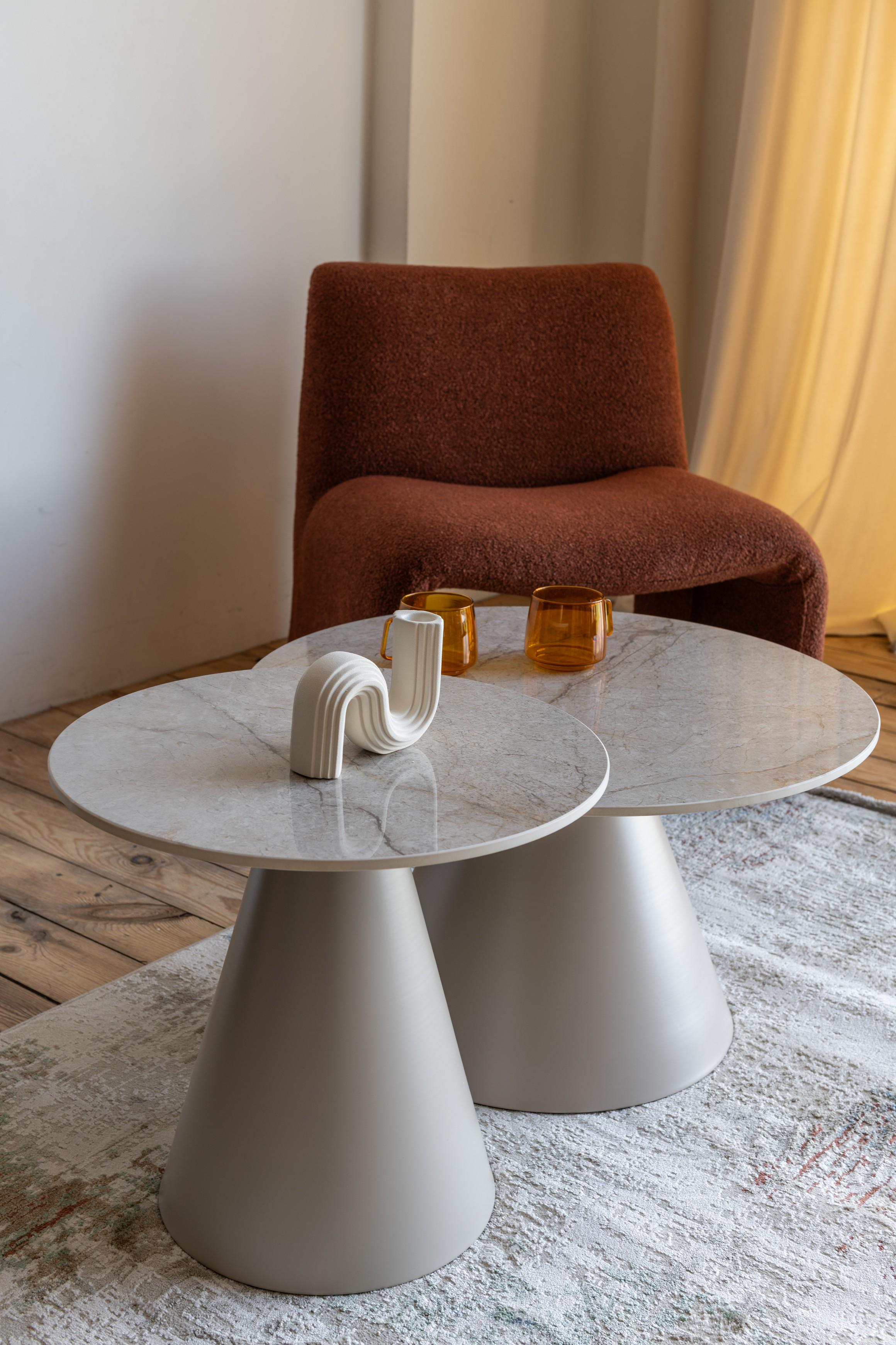 Комплект журнальных столов Vetro Рокко 700х460 мм/500х400 мм 2 шт. Мистик серый/Капучино (СТ-40) - фото 10