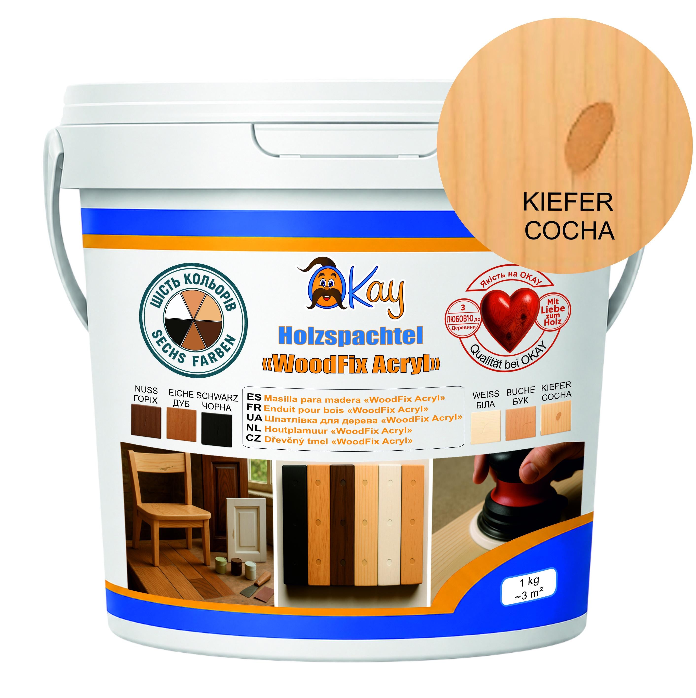 Шпаклевка по дереву акриловая OKAY WoodFix Acryl финишная 0,35 кг Сосна
