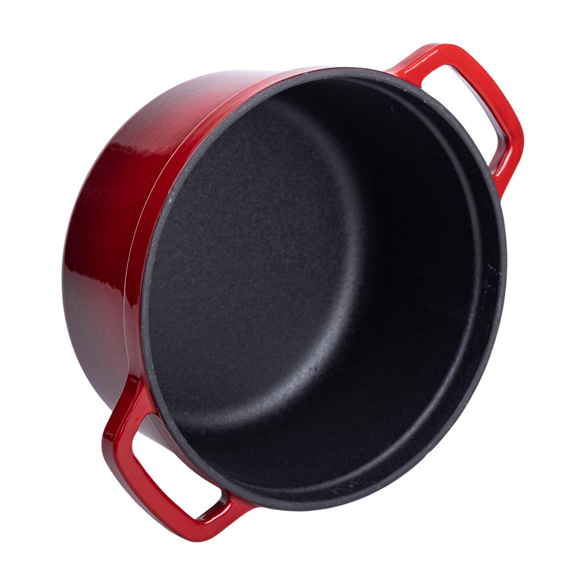 Кастрюля чугунная эмалированная с крышкой 20 см 2 л Красный (6809) - фото 10 Кастрюля чугунная эмалированная с крышкой 20 см 2 л Красный (6809) - фото 10