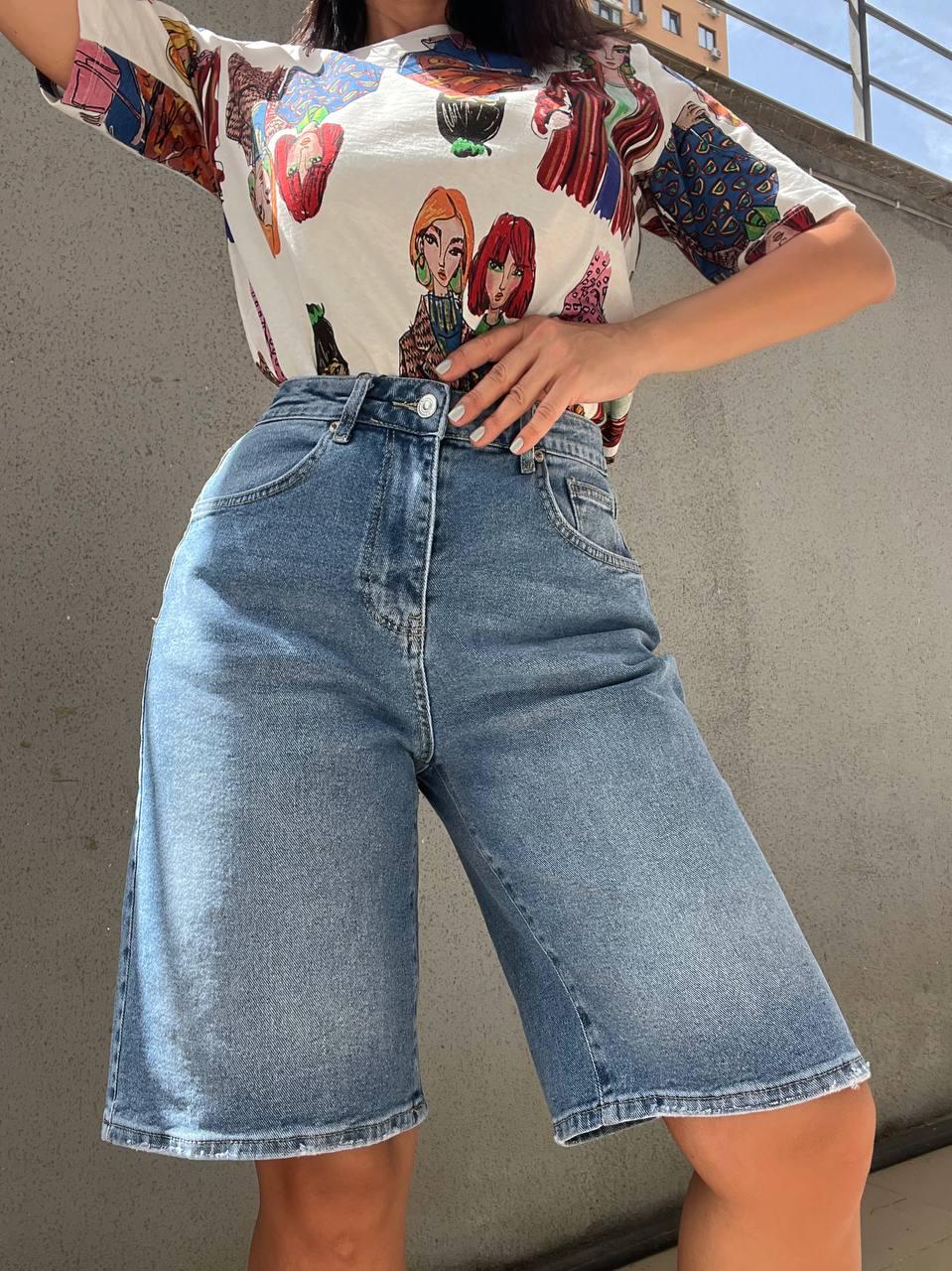 Шорты женские джинс Bella 4367 бермуды удлиненные стрейчевые р. 40 Голубой (2293) - фото 4 Шорты женские джинс Bella 4367 бермуды удлиненные стрейчевые р. 40 Голубой (2293) - фото 4