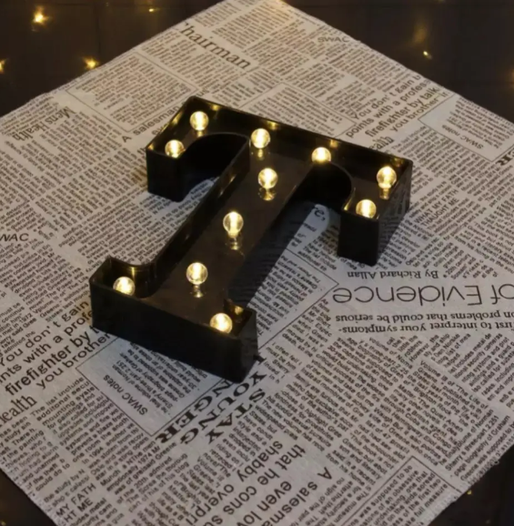 Літера з підсвіткою T об'ємна маленька 22x19 см Чорний (Ч1260) - фото 2