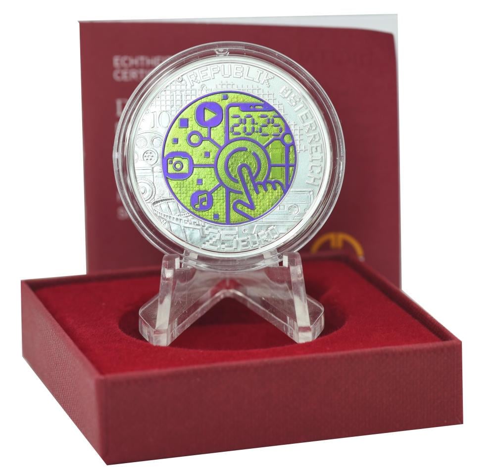 Коллекционная монета Австрия 25 евро 2025 серебро ниобий UNC Цифровизация Digitalisation (М21919)